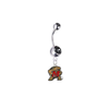 Maryland Terrapins Silver Black Swarovski Belly Button Navel Ring - Customize Gem Colors