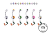 Miami Hurricanes Silver Swarovski Belly Button Navel Ring - Customize Gem Colors