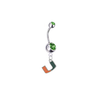 Miami Hurricanes Silver Green Swarovski Belly Button Navel Ring - Customize Gem Colors