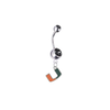 Miami Hurricanes Silver Black Swarovski Belly Button Navel Ring - Customize Gem Colors