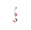 Miami Hurricanes Silver Pink Swarovski Belly Button Navel Ring - Customize Gem Colors