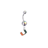 Miami Hurricanes Silver Auora Borealis Swarovski Belly Button Navel Ring - Customize Gem Colors
