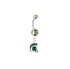 Michigan State Spartans Mascot Silver Lime Green Swarovski Belly Button Navel Ring - Customize Gem Colors