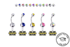 Michigan Wolverines Silver Swarovski Belly Button Navel Ring - Customize Gem Colors