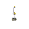 Michigan Wolverines Silver Gold Swarovski Belly Button Navel Ring - Customize Gem Colors