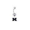 Michigan Wolverines Style 2 Silver Clear Swarovski Belly Button Navel Ring - Customize Gem Colors