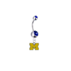 Michigan Wolverines Style 3 Silver Blue Swarovski Belly Button Navel Ring - Customize Gem Colors