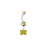 Michigan Wolverines Style 3 Silver Gold Swarovski Belly Button Navel Ring - Customize Gem Colors
