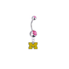 Michigan Wolverines Style 3 Silver Pink Swarovski Belly Button Navel Ring - Customize Gem Colors