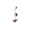 Minnesota Gophers Mascot Silver Black Swarovski Belly Button Navel Ring - Customize Gem Colors