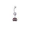 Mississippi State Bulldogs Silver Clear Swarovski Belly Button Navel Ring - Customize Gem Colors