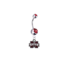 Mississippi State Bulldogs Silver Red Swarovski Belly Button Navel Ring - Customize Gem Colors