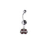 Mississippi State Bulldogs Silver Black Swarovski Belly Button Navel Ring - Customize Gem Colors