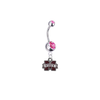 Mississippi State Bulldogs Silver Pink Swarovski Belly Button Navel Ring - Customize Gem Colors
