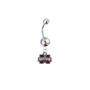 Mississippi State Bulldogs Silver Auora Borealis Swarovski Belly Button Navel Ring - Customize Gem Colors