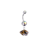Missouri Tigers Silver Auora Borealis Swarovski Belly Button Navel Ring - Customize Gem Colors