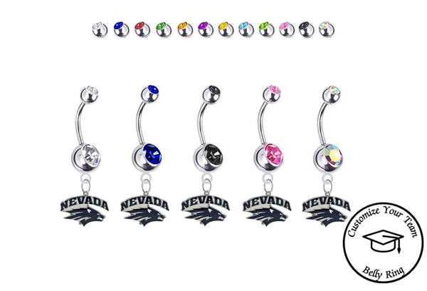 Nevada Wolfpack Silver Swarovski Belly Button Navel Ring - Customize Gem Colors