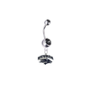 Nevada Wolfpack Silver Black Swarovski Belly Button Navel Ring - Customize Gem Colors