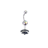 Nevada Wolfpack Silver Auora Borealis Swarovski Belly Button Navel Ring - Customize Gem Colors