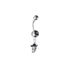 New Mexico State Aggies Silver Black Swarovski Belly Button Navel Ring - Customize Gem Colors