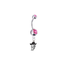 New Mexico State Aggies Silver Pink Swarovski Belly Button Navel Ring - Customize Gem Colors