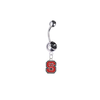 North Carolina State Wolf Pack Silver Black Swarovski Belly Button Navel Ring - Customize Gem Colors