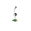 North Dakota State Bison Silver Black Swarovski Belly Button Navel Ring - Customize Gem Colors