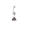 Ohio State Buckeyes Silver Clear Swarovski Belly Button Navel Ring - Customize Gem Colors
