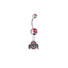 Ohio State Buckeyes Silver Red Swarovski Belly Button Navel Ring - Customize Gem Colors