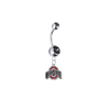Ohio State Buckeyes Silver Black Swarovski Belly Button Navel Ring - Customize Gem Colors