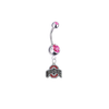 Ohio State Buckeyes Silver Pink Swarovski Belly Button Navel Ring - Customize Gem Colors