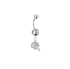 Ohio State Buckeyes Football Helmet Silver Clear Swarovski Belly Button Navel Ring - Customize Gem Colors