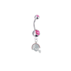 Ohio State Buckeyes Football Helmet Silver Pink Swarovski Belly Button Navel Ring - Customize Gem Colors