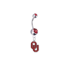 Oklahoma Sooners Silver Red Swarovski Belly Button Navel Ring - Customize Gem Colors