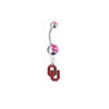 Oklahoma Sooners Silver Pink Swarovski Belly Button Navel Ring - Customize Gem Colors