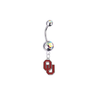 Oklahoma Sooners Silver Auora Borealis Swarovski Belly Button Navel Ring - Customize Gem Colors