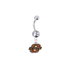 Oklahoma State Cowboys Silver Clear Swarovski Belly Button Navel Ring - Customize Gem Colors