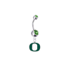 Oregon Ducks Silver Green Swarovski Belly Button Navel Ring - Customize Gem Colors