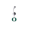 Oregon Ducks Silver Black Swarovski Belly Button Navel Ring - Customize Gem Colors