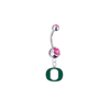 Oregon Ducks Silver Pink Swarovski Belly Button Navel Ring - Customize Gem Colors
