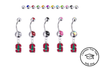 Stanford Cardinal Silver Swarovski Belly Button Navel Ring - Customize Gem Colors
