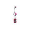 Stanford Cardinal Silver Pink Swarovski Belly Button Navel Ring - Customize Gem Colors