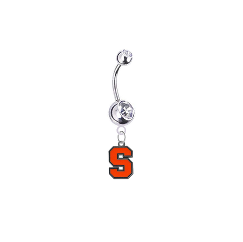Syracuse Orange Silver Clear Swarovski Belly Button Navel Ring - Customize Gem Colors
