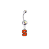 Syracuse Orange Silver Auora Borealis Swarovski Belly Button Navel Ring - Customize Gem Colors