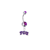 TCU Horned Frogs Silver Purple Swarovski Belly Button Navel Ring - Customize Gem Colors