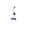 TCU Horned Frogs Silver Black Swarovski Belly Button Navel Ring - Customize Gem Colors