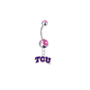 TCU Horned Frogs Silver Pink Swarovski Belly Button Navel Ring - Customize Gem Colors