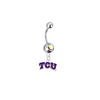 TCU Horned Frogs Silver Auora Borealis Swarovski Belly Button Navel Ring - Customize Gem Colors