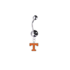 Tennessee Volunteers Silver Black Swarovski Belly Button Navel Ring - Customize Gem Colors