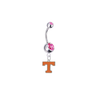 Tennessee Volunteers Silver Pink Swarovski Belly Button Navel Ring - Customize Gem Colors